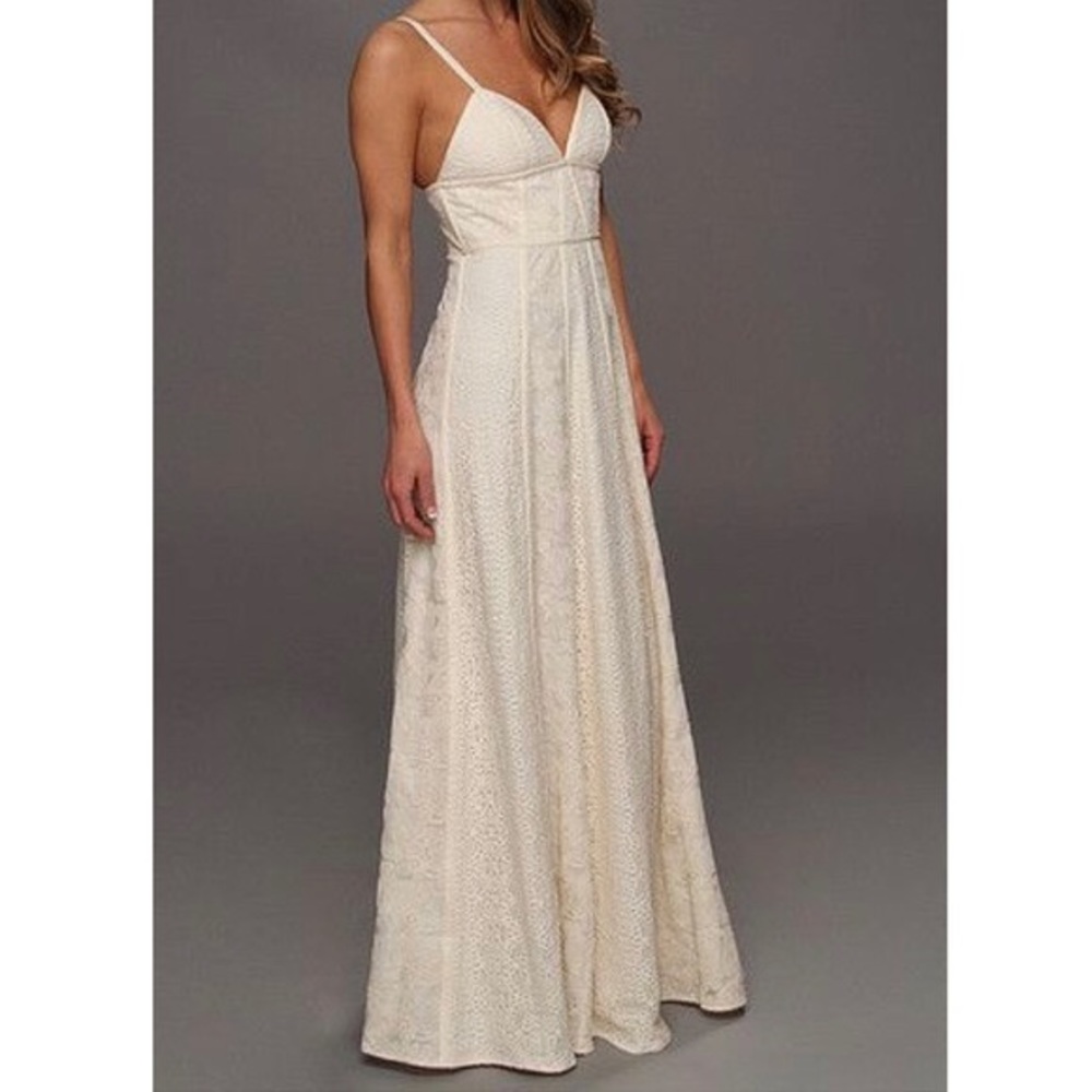 BCBG Lourie NWT Rose Whisper Lace Maxi Plunge